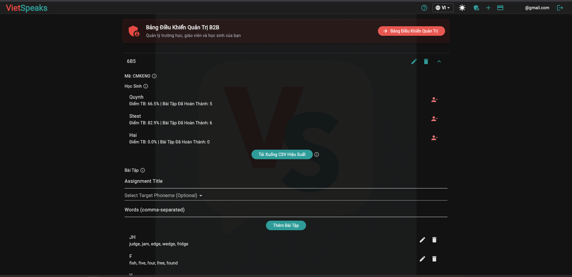 VietSpeaks Teacher Dashboard